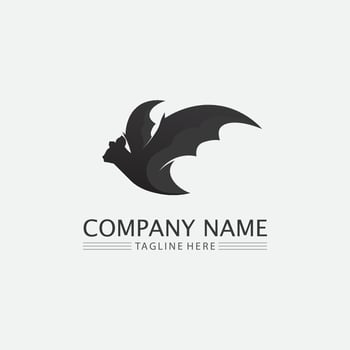 Bat logo animal and vector, wings, black, halloween, vampire, gothic, illustration, design bat icon vector