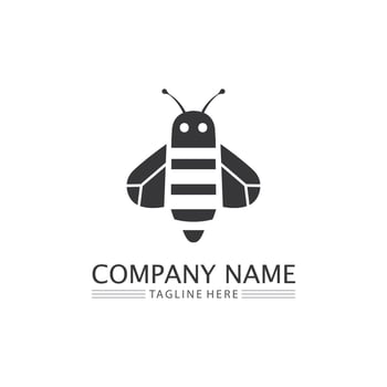 Honey and bee icon logo vector animal design and illustration
