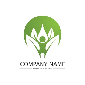 Logos of green Tree leaf ecology vector