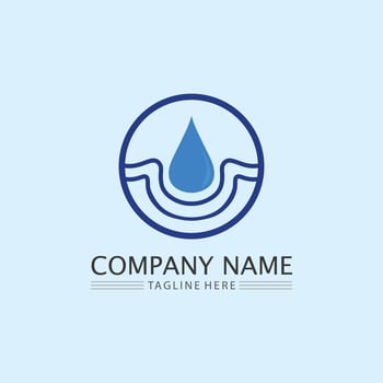 wave icon and water drop vector illustration design logo business