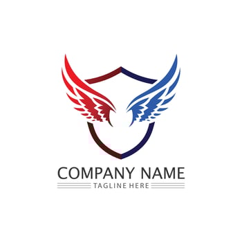 golden winged shield with crown logo heraldry symbol vector