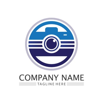 photography camera logo icon vector design template isolated on black background
