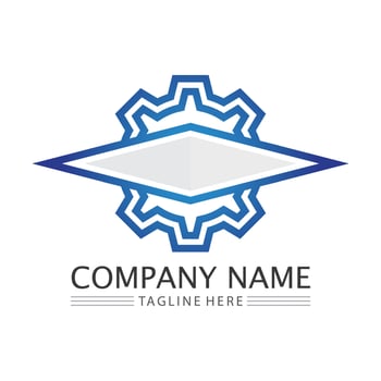 vector logo technology Digital tech vector business logo template concept illustration. Gear electronic factory sign. Cog wheel technology symbol SEO emblem Design element