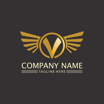 V Letter Lightning Logo Template vector