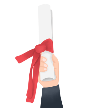 A hand holding sertificate with red ribbon in graduation day png