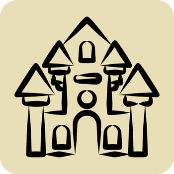 Icon Haunted House. related to Amusement Park symbol. hand drawn style. simple design editable. simple illustration vector