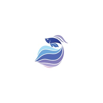 Fish animal aquatic logo beta fish design vector and illustration