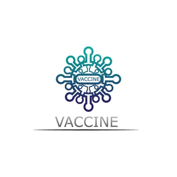 Vaccin logo medical vector antibiotic vaccination virus vaccine, design and illustration for health care