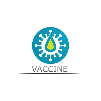 Vaccin logo medical vector antibiotic vaccination virus vaccine, design and illustration for health care