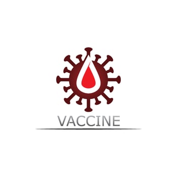 Vaccin logo medical vector antibiotic vaccination virus vaccine, design and illustration for health care