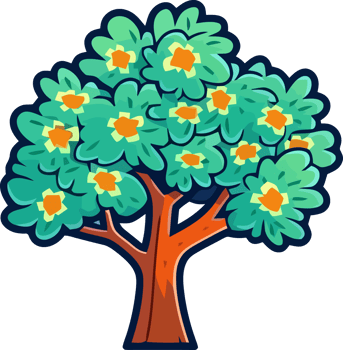 Whimsical Spring Tree with Leaves png