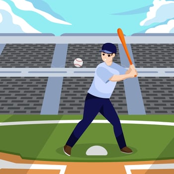 Baseball Game Sport Flat Illustration vector