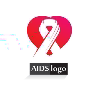 aids ribbon logo and world aids day vector design