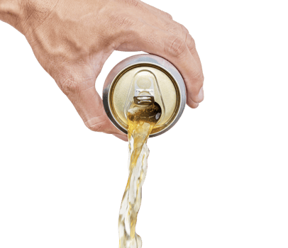 Hand pour beer from aluminum can png
