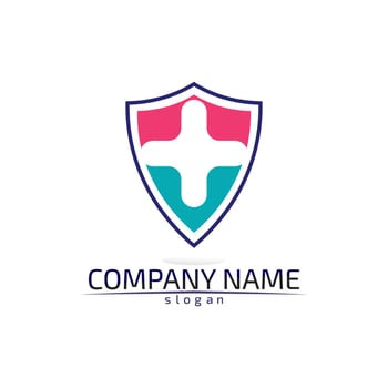 health logo care, medical, medicine, meditation and hospital design icon vector