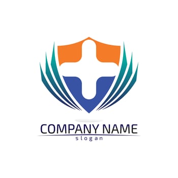 health logo care, medical, medicine, meditation and hospital design icon vector