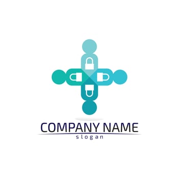 health logo care, medical, medicine, meditation and hospital design icon vector