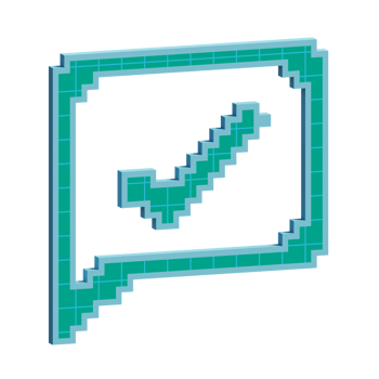 3d voxel check communication bubble icon illustration concept icon render png