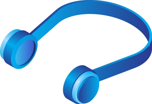 Realistic headphone in blue color on white background. vector