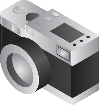 3D illustration of digital camera in grey color. vector