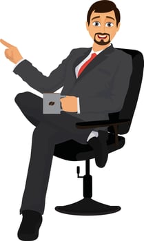 Character of a businessman sitting in chair. vector