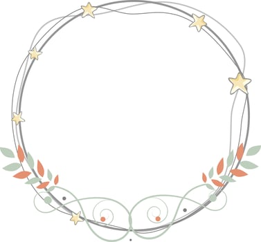 Decorated floral pattern rounded frame. vector