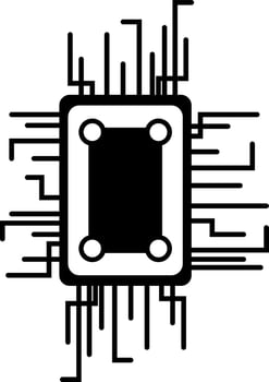 Black and White AI or Processor chip icon in flat style. vector