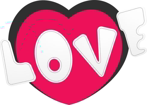 Paper Text Love on creative heart. vector
