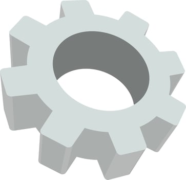 3D cogwheel icon or symbol isolated on white background. vector
