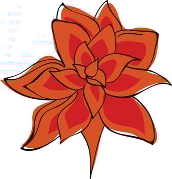Red color flower in flat style. vector