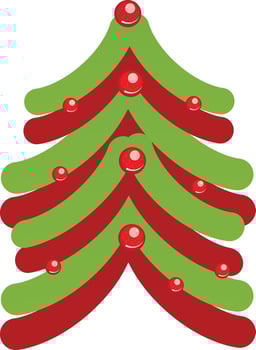 Hollies decorated christmas tree. vector