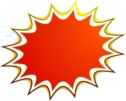 Glossy orange pop art sticker. vector