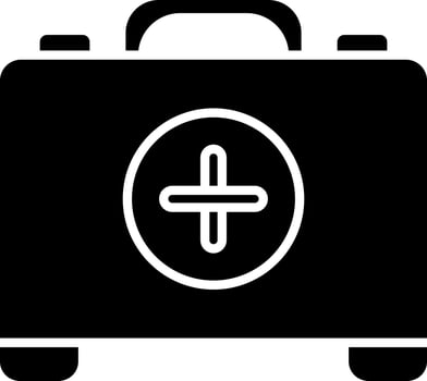 Isolated Black and White first aid box. vector