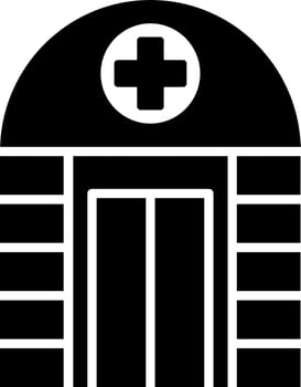 Hospital building icon in Black and White color. vector