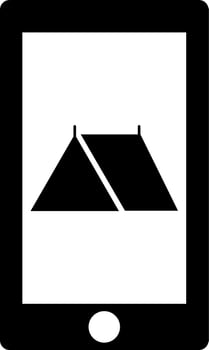 Vector illustration of camp on smartphone screen icon or symbol.