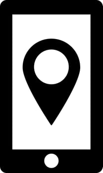 Location app in smartphone glyph icon in flat style. vector
