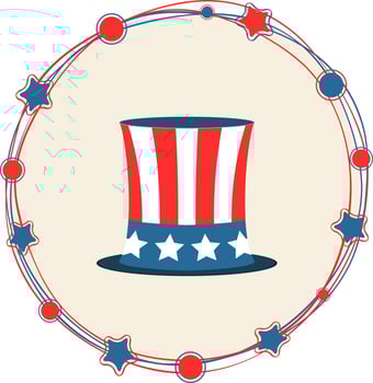 Uncle Sam's Hat in circular frame. vector