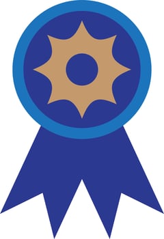 Blue award icon on background. vector