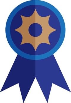 Blue award icon on background. vector