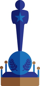 Blue oscar trophy award icon. vector