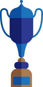 Isolated blue trophy cup in shadow shape. vector
