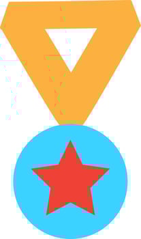 Star decorated medal with ribbon. vector