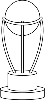 Black line art football trophy award of illustration. vector