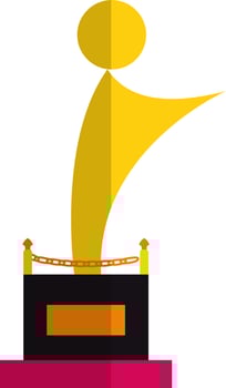 Flat style basketball trophy award in yellow color. vector