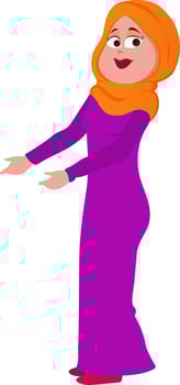 Character of religious muslim woman. vector