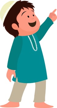 Illustration of cute little muslim boy. vector