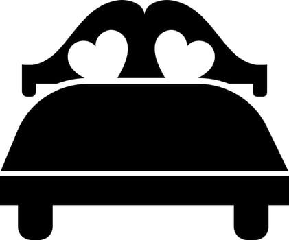 Flat illustration of Bed with hearts. vector