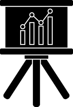 Presentation board icon with bar graph. vector