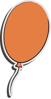 Orange paper cut balloon. vector