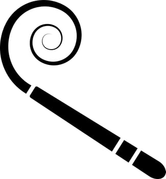Isolated black party blower icon in flat style. vector